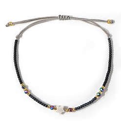 Черный Регулируемые стеклянные бусины плетеные браслеты из бисера, украшения из ракушек и звезд для женщин, чёрные