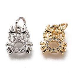 (52) Непрозрачная лаванда Латунные микропаве прозрачные кубические циркониевые подвески, без кадмия и без свинца, долговечный, форма краба, разноцветные, 9.5x8.5x1.5 мм, отверстие : 3 мм