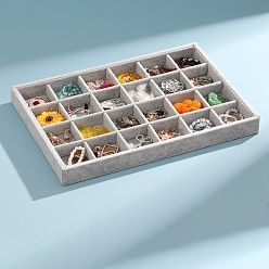 Серый Бархатные подносы для ювелирных изделий, органайзер для ювелирных изделий держатель для кольца, серьги, ожерелья, браслета, хранения, прямоугольные, серые, 35x24x3 см