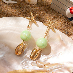 Shell Shape Серьги-гвоздики из цинкового сплава в форме морской звезды, золотые, формы раковины, 60 мм