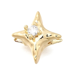 Звезда Латунные микропаве из прозрачного кубического циркония, реальный 14 k позолоченный, звезда, 9.5x9x6 мм, отверстие : 1.8 мм