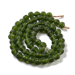 Olive Drab Handmade Nepalese Lampwork Beads, Pumpkin, Olive Drab, 10.5x9.5mm, Hole: 1.5mm, about 64pcs/strand, 25.79''(65.5cm)