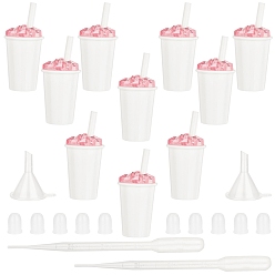 Hot Pink Plastic Empty Lip Glaze Containers, Refillable Lip Gloss Bottles, with Cap, Brush, Funnel Hopper, Dropper, Hot Pink, 7.6x3.5cm, Capacity: 6ml