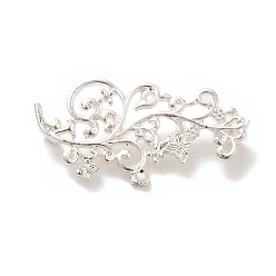Серебро Подвески из сплава для покрытия стойки, без свинца и без кадмия, цветок, серебряные, 20x40.5x7 мм, отверстие : 2.5 мм