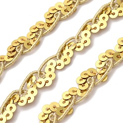 Золотистый Плетеная кружевная лента из полиэстера, с блестками, для штор, декор домашнего текстиля, аксессуары для одежды, золотые, 3/8 дюйм (11 мм), около 80.00~90.00 ярдов (73.15~82.3 м) / рулон