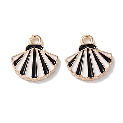 Черный Подвески из эмали и сплава, формы раковины, чёрные, 13x12.5x1.5 мм, отверстие : 1.6 мм