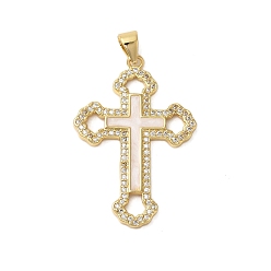 Настоящее золото 18K Стойка металлическая латунная микропрофилированная кубическая циркония подвески, Эмаль стиле, без кадмия и без свинца, долговечный, крестик, реальный 18 k позолоченный, 33.5x23x2.5 мм, отверстие : 4.5x3.5 мм