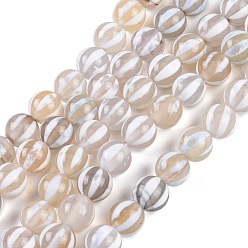 Античный Белый Тибетского стиля DZI бисер нитей, бусины из натурального агата с травленой линией, окрашенная и подогревом, круглый с полосатым узором, старинный белый, 8~8.5 мм, отверстие : 1~1.2 мм, около 48 шт / нитка, 14.96~15.16 дюйм (38~38.5 см)