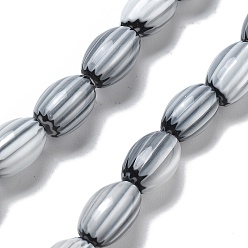 Светло-серый Handmade millefiori lampwork beads strands, рис, светло-серый, 11~12x7~8 мм, отверстие : 0.9 мм, около 31 шт / нитка, 13.98~14.37 дюйм (35.5~36.5 см)