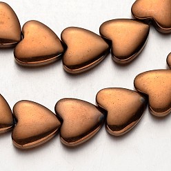 с Покрытием Меди Гальванизировать немагнитных синтетический гематит нитей бисера, сердце, с медным покрытием, 15x15x5 мм, отверстие : 1 мм, около 31 шт / нитка, 15.7 дюйм