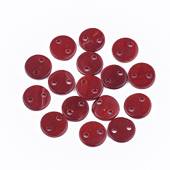FireBrick Spray Paint Freshwater Shell Links connectors, Flat Round, FireBrick, 10x2mm, Hole: 1.4mm