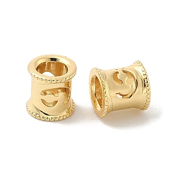 Настоящее золото 18K Латуни европейского бисера, трубка с цифрами 9, большое отверстие шарик, реальный 18 k позолоченный, 8x6.5 мм, отверстие : 4.5~5 мм