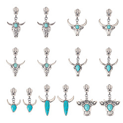 Платина 14 шт. 7 стили сплав головы крупного рогатого скота и синтетические бирюзовые застежки-молнии, для багажа чемодан рюкзак куртка сумки пальто, платина, 48~65 мм, 2 шт / стиль