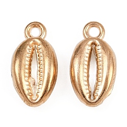Золотой Подвески из сплава с морской тематикой, формы раковины, золотые, 16x8x4 мм, отверстие : 1.8 мм