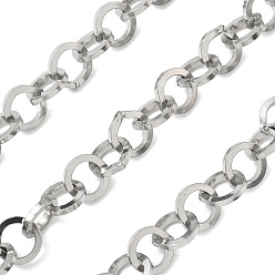 Нержавеющая Сталь Цвет 304 кольцевые цепи из нержавеющей стали, несварные, с катушкой, цвет нержавеющей стали, 9.5x9x1.5 мм