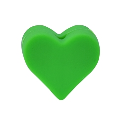 Lime Green Heart Food Grade Silicone Beads, Lime Green, 12x13.5mm