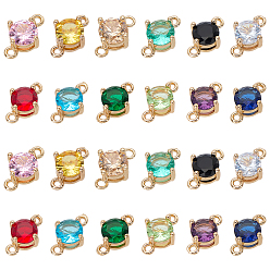 (52) Непрозрачная лаванда 24 шт. 12 подвески-соединители из латуни с паве из кубического циркония, плоские круглые ссылки, золотые, разноцветные, 11x7 мм, 2 шт / цвет