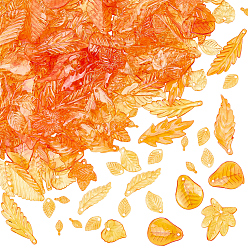 Темно-Оранжевый 100g подвески из прозрачного акрила, лист, темно-оранжевый, 10.5~42x5~18.5x2~5 мм, отверстие : 1~5 мм