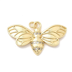 Настоящее золото 18K Латунные микро проложить кубического циркония подвески, прелести пчел, долговечный, стойки покрытие, без свинца и без кадмия, с целью перехода в кольце, реальный 18 k позолоченный, 20x35x3.5 мм, отверстие : 3 мм