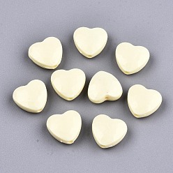 Шампанско-Желтый Лакированные бусины из акрила , прорезиненный стиль, граненые, сердце, шампанское желтый, 10.5x11.5x5 мм, отверстие : 1.5 мм, Около 1350 шт / 500 г