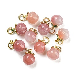 Натуральный Агат Природные подвески агат, подвески персикового цвета со стойкой, фурнитура из латуни, эмали золотистого цвета, долговечный, 12.5x8~9 мм, отверстие : 3 мм