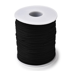 Black Braided Polyester Strings, Round Chinese Knotting Cord, Black, 1.4~1.5mm, about 109.36 Yards(100m)/Roll