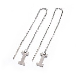 Letter I Tarnish Resistant 304 Stainless Steel Stud Earrings, Hypoallergenic Earrings, Ear Threads, Alphabet, Letter.I, 107~112x1mm, Pin: 15x0.7mm, letter: 11x5.5x0.5mm