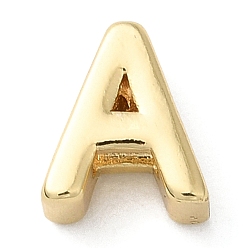 Letter A Стойки покрытие латунь слайд прелести, для изготовления именных ожерелий, без кадмия и без свинца, реальный 18 k позолоченный, буквы, буква a, 8x7x3.5 мм, отверстие : 1.4 мм