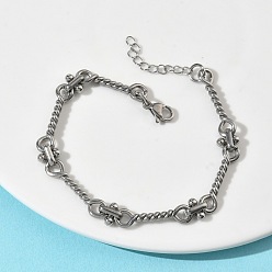 Нержавеющая Сталь Цвет 304 Браслеты из нержавеющей стали с витыми звеньями в виде веревки для женщин, цвет нержавеющей стали, 6.73 дюйм (17.1 см)