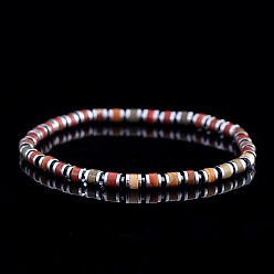 Шоколадный Браслеты из натуральной и окрашенной императорской яшмы с эластичными бусинами для мужчин, колонка, цвет шоколада