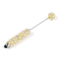 Светло-хаки Стилус для сенсорного экрана с имитацией жемчуга и полимерной глиной, инкрустированный стразами, железная ручка из бисера, для индивидуальной ручки с ювелирными бусинами, светлый хаки, 140~142x16~18 мм