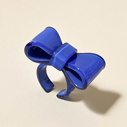 Темно-Синий Открытые кольца-манжеты из смолы для женщин, бантом, темно-синий, внутренний диаметр: 18 мм