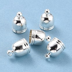 Посеребрённый Латунная заглушка для шнура для изготовления ювелирных изделий, долговечный, колонка, 925 серебро покрытием, 14x10 мм, отверстие : 2 мм, внутренний диаметр: 8.5 мм