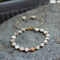 Белый Женские плетеные браслеты из бусин в форме сердца из натуральной имперской яшмы, окрашенной в богемском стиле, с латунными бусинами и вощеным шнуром, белые, 5.91~9.84 дюйм (15~25 см)