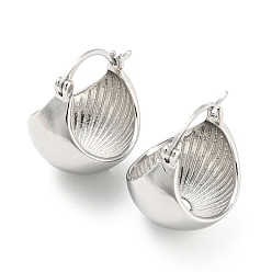 Платина Латунные круглые серьги-кольца с покрытием стойки, без свинца и без кадмия, платина, 22.5x18 мм