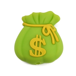 Светло-зеленый Коричневый Силиконовые бусины, фокусные бусы, мешок для денег, оливковый, 26x23.5x13 мм, отверстие : 2 мм