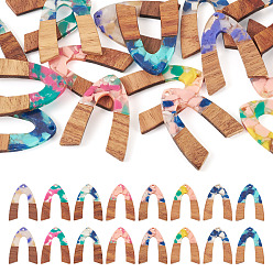 Letter V 16 шт. 8 подвески из цветной смолы и ореха, Буква V, 37.5x29x2.5 мм, отверстие : 2 мм, 2 шт / цвет