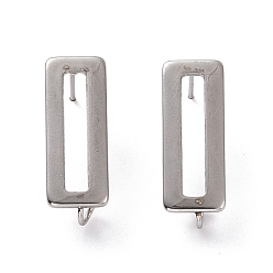 Нержавеющая Сталь Цвет Не тускнеет 201 фурнитура для сережек-гвоздиков из нержавеющей стали, с вертикальной петлей и 316 штифтом из нержавеющей стали, прямоугольные, цвет нержавеющей стали, 22x8 мм, отверстие : 1 мм, штифты : 0.7 мм