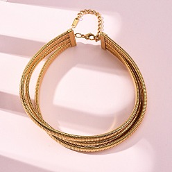 Золотой 304 нержавеющая сталь 3-цепочные ожерелья, ионное покрытие (ip), золотые, 12.28 дюйм (31.2 см)