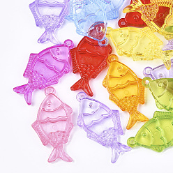 (52) Непрозрачная лаванда Прозрачные акриловые подвески, рыба, разноцветные, 45x23x5 мм, Отверстие : 2 мм , около 227 шт / 500 г