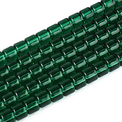 Зеленый Прозрачные стеклянные бусины, колонка, зелёные, 3.5x4~4.5 мм, отверстие : 0.7~0.9 мм, около 102~108 шт / нитка, 14.17~14.96 дюйм (36~38 см)