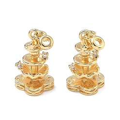 Настоящее золото 18K Латунные микропаве прозрачные подвески с фианитом, подвески для подноса, реальный 18 k позолоченный, 24x10x10 мм, отверстие : 2 мм, подвески: 18x10x10 мм