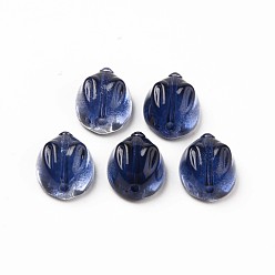 Prussian Blue Transparent Glass Beads, Rabbit, Prussian Blue, 14x12x8mm, Hole: 1.4mm