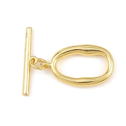 Oval Латуни Переключить застежками, без кадмия и без свинца, долговечный, реальный 18 k позолоченный, овальные, 4.5~20.5x12~19.5x2~3 мм, отверстие : 1~1.4 мм