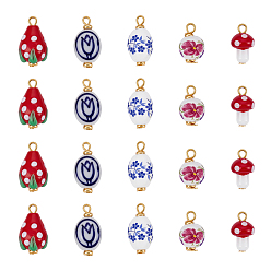 (52) Непрозрачная лаванда 20шт. 5 стильные подвески ручной работы в стиле лэмпворк и фарфора, с железной фурнитурой, разноцветные, 15.5~20.8 мм, отверстие : 1.8 мм, 4 шт / стиль