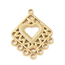 Настоящее золото 18K 304 нержавеющей стали ссылки люстра компонент, ромб, реальный 18 k позолоченный, 31x25x2.5 мм, отверстия : 1.6 mm и 1.8 мм