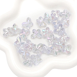 Прозрачный 10 шт. прозрачные бусины-бабочки с акриловым покрытием, блеск бисера, прозрачные, 14x18 мм