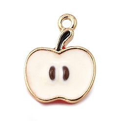 Яблоко Подвески из эмали и сплава, золотые, яблоко, 15.5x12.5x6.5 мм, отверстие : 1.6 мм