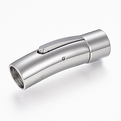 Stainless Steel Color Tarnish Resistant 304 Stainless Steel Bayonet Clasps, Tube, Stainless Steel Color, 31x9x10mm, Hole: 7mm