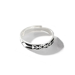 Платина Латунные эмалированные кольца на палец для мужчин, Сердце Pattern, платина, внутренний диаметр: регулируемый